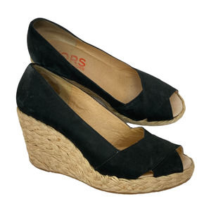 Michael Kors Black Espadrille Peep Toe Wedges Sz 8.5
